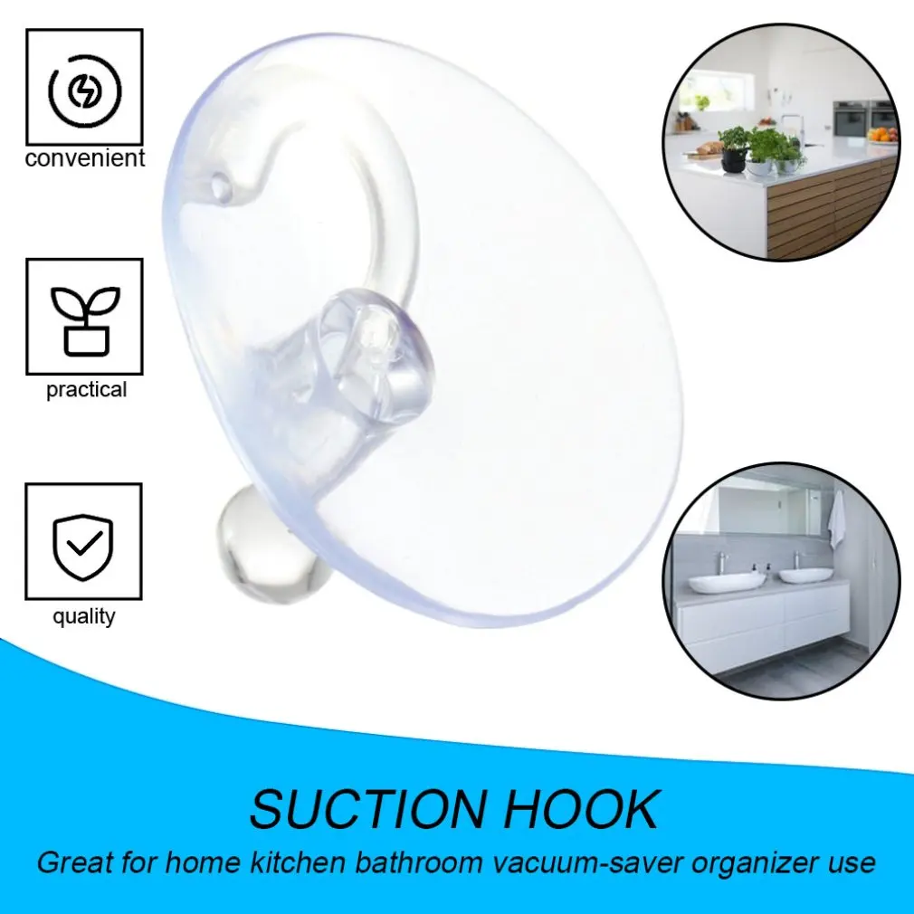 

Hot 5pcs Strong Transparent Suction Cup Sucker Wall Hooks Hanger Strong Attached to Smooth Surface Set Hanger Kitchen Bathroom