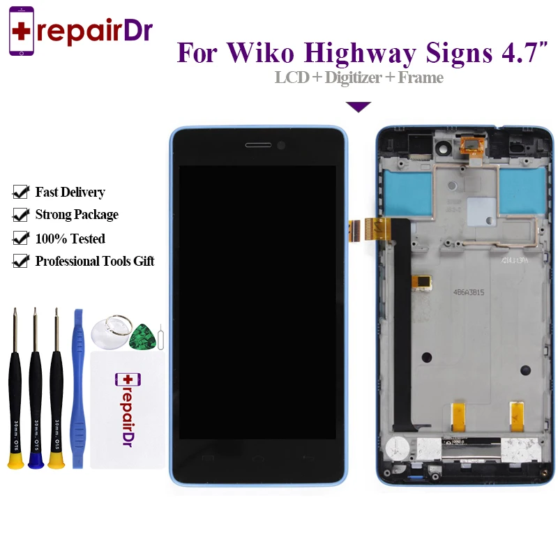 ЖК-дисплей 4 7 дюйма для Wiko Highway Signs сенсорный экран с дигитайзером в сборе ЖК-экран
