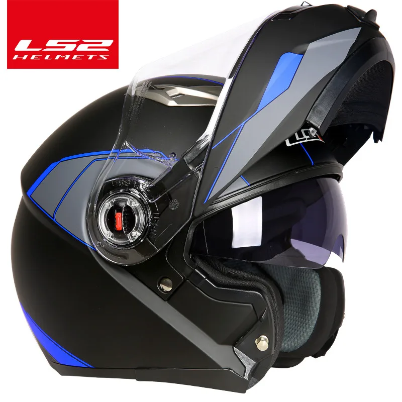 New LS2 FF370 motorcycle helmet dual lens casque moto LS2 flip up modular racing helmets with sun visor ECE certification