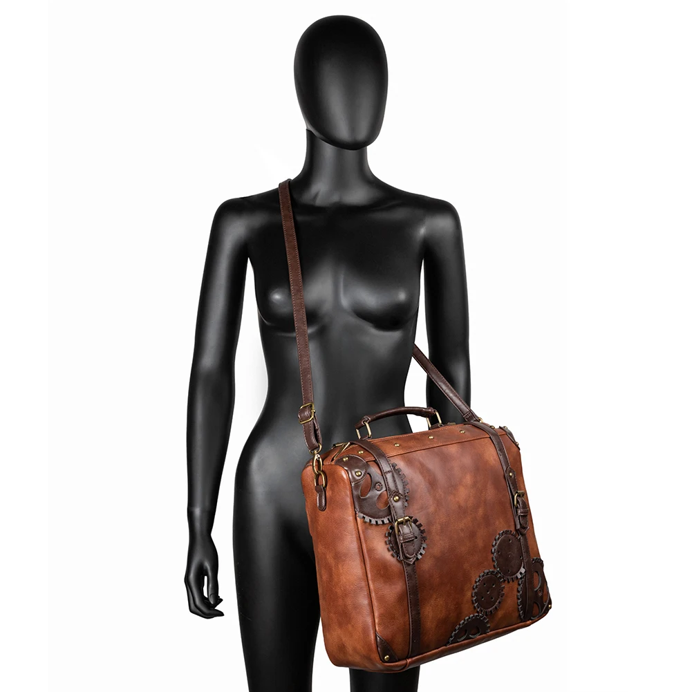 Большая сумка в стиле стимпанк, Ретро стиль, готический стиль, эксклюзивные Ретро Рок-сумки, кожаная сумка на плечо, новая мода, сумки на Хэллоуин