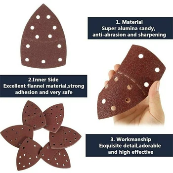 

60pcs/set 11 Holes Mouse Sandpaper 40/60/80/120/180/240grit Sanding Sheet Alumina Sanding Paper Woodworking Tools