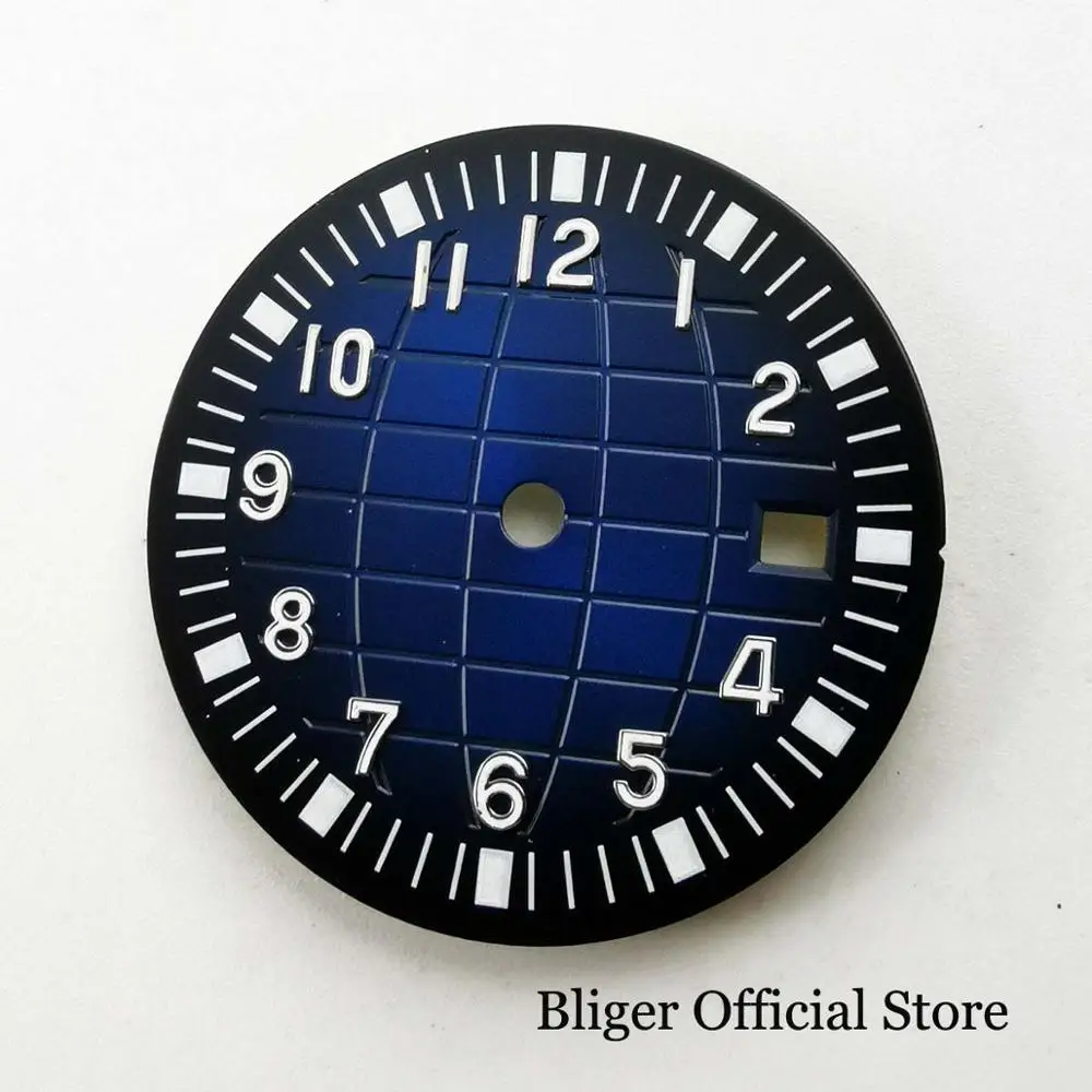 BLIGER 31,5 мм Циферблат циферблата с окошком даты рисунок земли подходит для автоматического движения