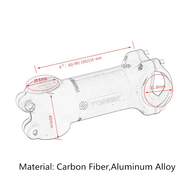 Toseek руля велосипеда углеродное волокно+ алюминиевый сплав руля Mtb дорожный велосипед стояк стволовых угол 6