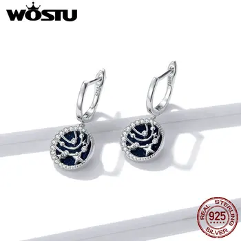 

WOSTU Stud Earrings for Women 925 Sterling Silver CZ Ear Studs Brilliant Galaxy Engagement Statement Jewelry gift FNE423