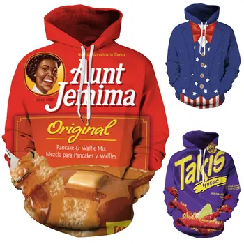 

2019 New Aunt Jemima Takis Cate 3D Printed Women Hoodie Hooded Femme Sweatshirt Casual Loose Men Pocket Hoodies Coat Plus Size