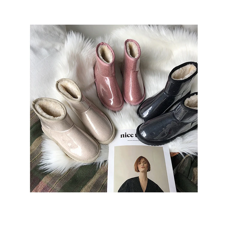 Зимние сапоги; женские ботинки; женская резиновая обувь на шнуровке; роскошные дизайнерские ботинки на низком каблуке с круглым носком для дождливой погоды; женские кожаные ботинки