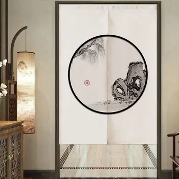 

Fyjafon Curtain Printed Door Curtain Linen Hallway Kitchen Half Tube Curtain Bedroom Washable Decorative Short Curtains 100*200