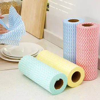 

1 Roll Non-Woven Kitchen Cleaning Cloth Disposable Eco-friendly Rags Colored Rag Water Absorption Disposable Rag