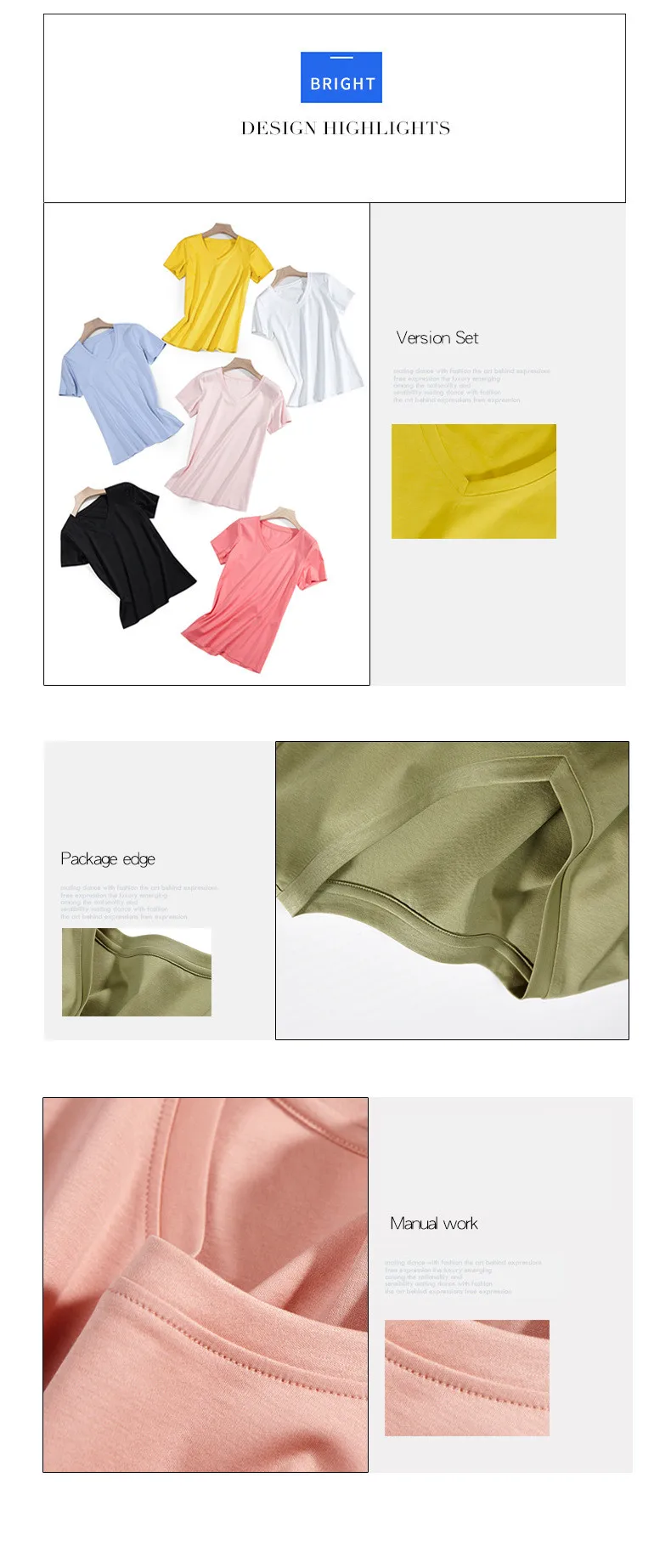 MRMT 2025 Brand New 80S Pure Cotton Women's T Shirt High Quality T-shirt for Female Short Sleeve V Collar Leisure Tops Tshirt