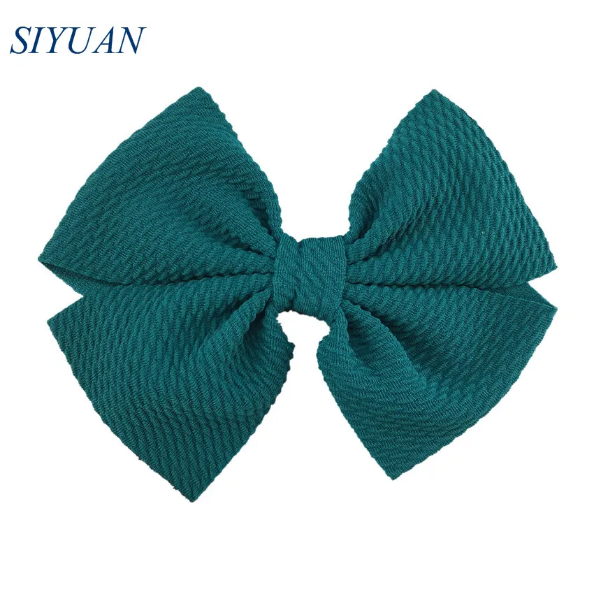 8-turquoise 120 шт./лот,, милый бант для волос ручной работы для детей, 5 дюймов, Seersucker, вафельный бант для волос с/без зажима, реквизит для фотосессии HDJ159 - Цвет: 8-turquoise