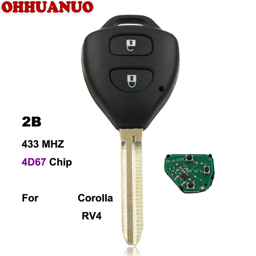 2 Buttons Remote Key fob 433MHz with 4D67 Chip Inside for Toyota RAV4 Corolla Europe 2006-2010 | Автомобили и мотоциклы