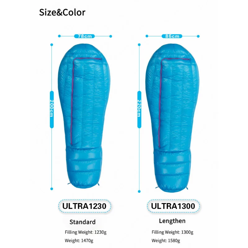 AEGISMAX ULTRA Series Goose Down Sleeping Bag -30℃~-63℃ Winter Outdoor Thick Warm Sleeping Bag Adult Lengthened Style 850FP