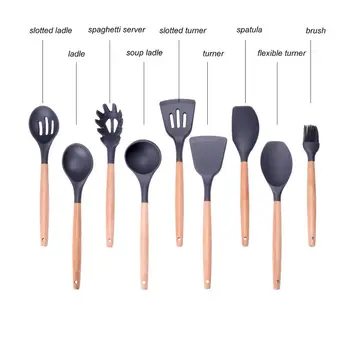 

Silicone Cookware Set Kitchen Utensils Cooking Sets Kitchen Kit Accessories Spoon Soup Kitchen Utensils Set Eco-Friendly