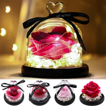 

Valentine's Day Gifts Artificial Rose Lights LED Light in Glass Dome Rose LED Night Lights Fairy Multicolor Flowers Lights D40