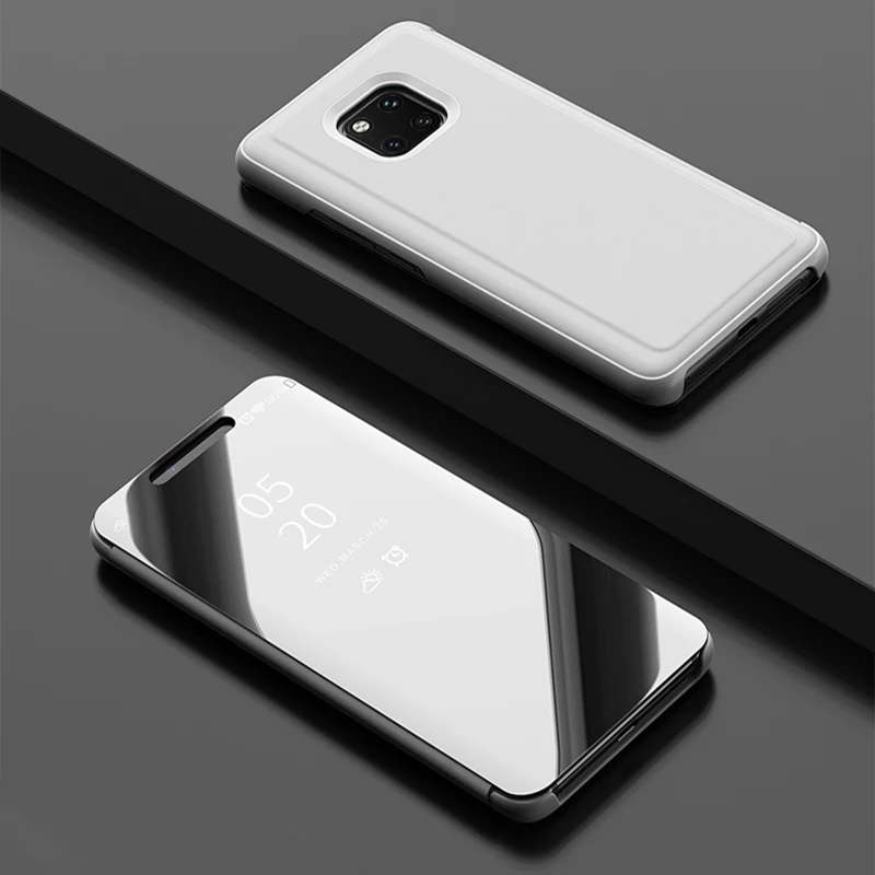 Silver Умный зеркальный чехол для телефона для huawei Y5 Y6 Y7 Y9 Y6 Pro Y6 Y7 Y9 Prime Y5 Y6 Y9 Nova 5 5i Pro 2 2i 3i 3e 4 4e Lite Полное покрытие - Цвет: Silver
