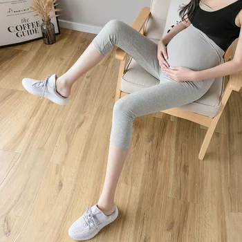

5647# Summer Thin Cotton Maternity Short Legging Belly Skinny Sports Casual Legging for Pregnant Women Yoga Pregnancy Capris