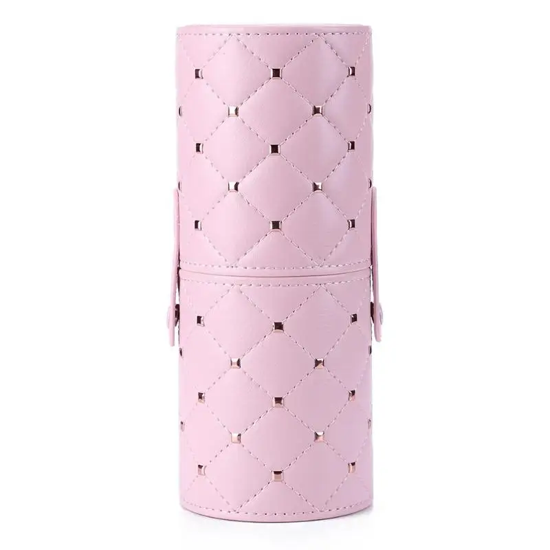 Модный держатель для макияжа, чехол из искусственной кожи, дорожная подставка для ручек, для хранения, косметические кисточки, кисточки в сумке, органайзер, инструменты для макияжа - Цвет: M Pink 20x8cm