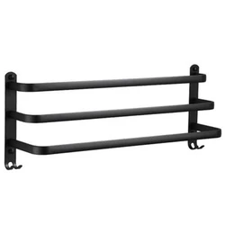 Towel Rack Wall-Mounted 30 Cm Towel Rack Bathroom Aluminum Black Towel Bar Rail Frosted Black Towel Rack