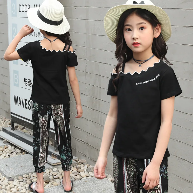 

Girl'S Suit Summer 2019 New Style Network hong yang Gas Fashionable Two-Piece Set Children Big Boy Casual Little Girl