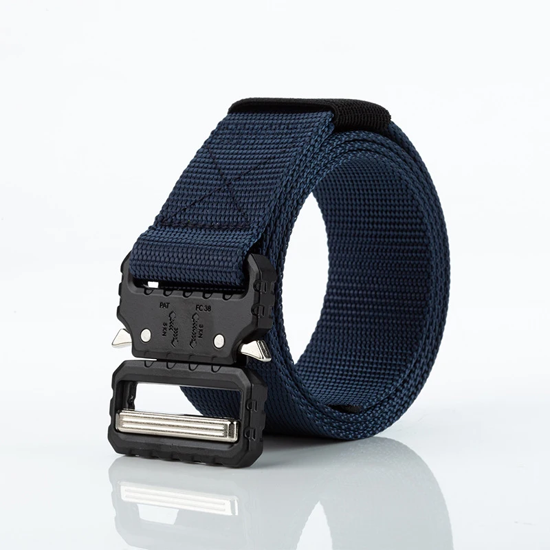 D Dark blue Новинка 3,8 см уличный мужской ремень, модный качественный нейлоновый сплав, с пряжкой, мужской ремень, повседневный плетеный нейлоновый мужской и женский ремень - Цвет: D Dark blue