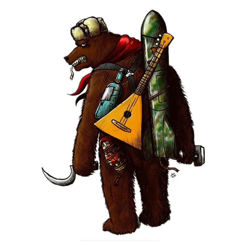 

Hot Funny USSR Bear with Guitar and Strategic Missilecar Car Stickers Motorcycle Decals Motorcycle Accessories PVC 14cm *10cm