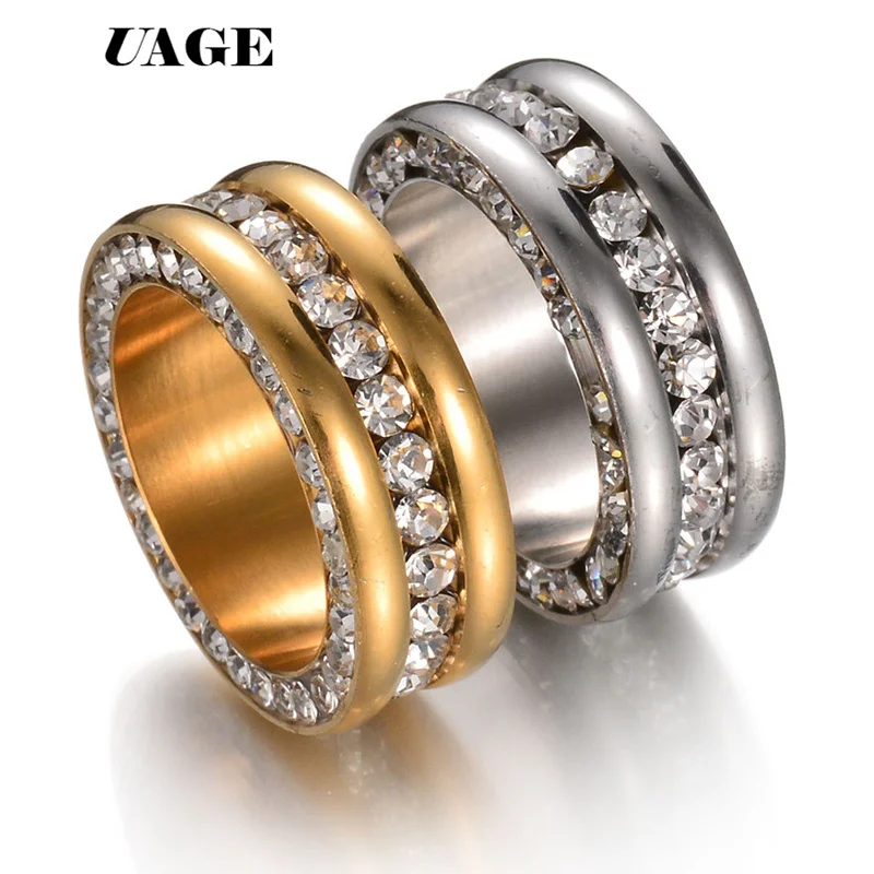 UAGE 2019 новые модные золотые обручальные кольца из нержавеющей стали Сияющее