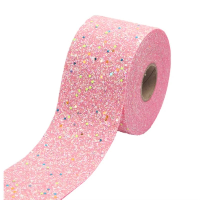 

Q&N 5yards Glow In The Dark Sequin Bling Shiny Chunky Glitter Ribbon Christmas DIY Handmade Hairbow Accessories Material Gift