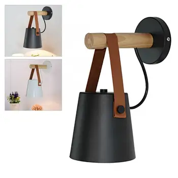 

110-240V Indoor LED Wall Light Wood Sconce Lamp for Bedroom Lving Room Corridor Vintage Stype Black White Night Light