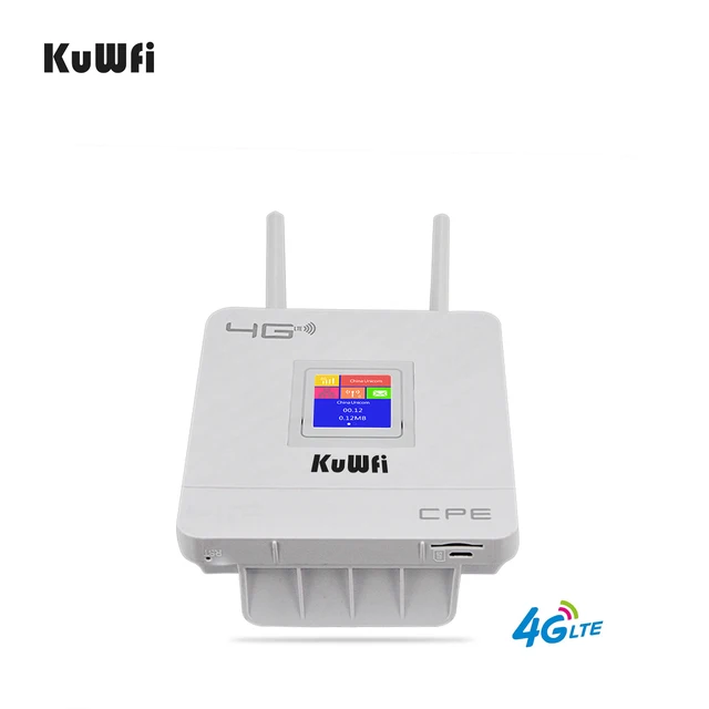 KuWfi 4G Sim Card Wifi Router CAT4 150Mbps Wireless CPE Router 4G LTE FDD/TDD Unlock Router With External Antennas WAN/LAN RJ45 4