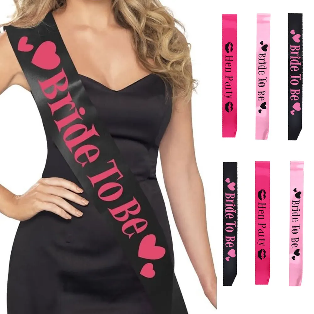 *BLACK WITH PINK* HEN NIGHT PARTY DO SASH RIBBON WEDDING GIRLS NIGHT OUT 