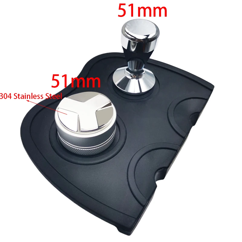 51mm 304 Stainless Steel 3 Angle Coffee Tamper and Flat Coffee Tampers With Double Coffee Mat