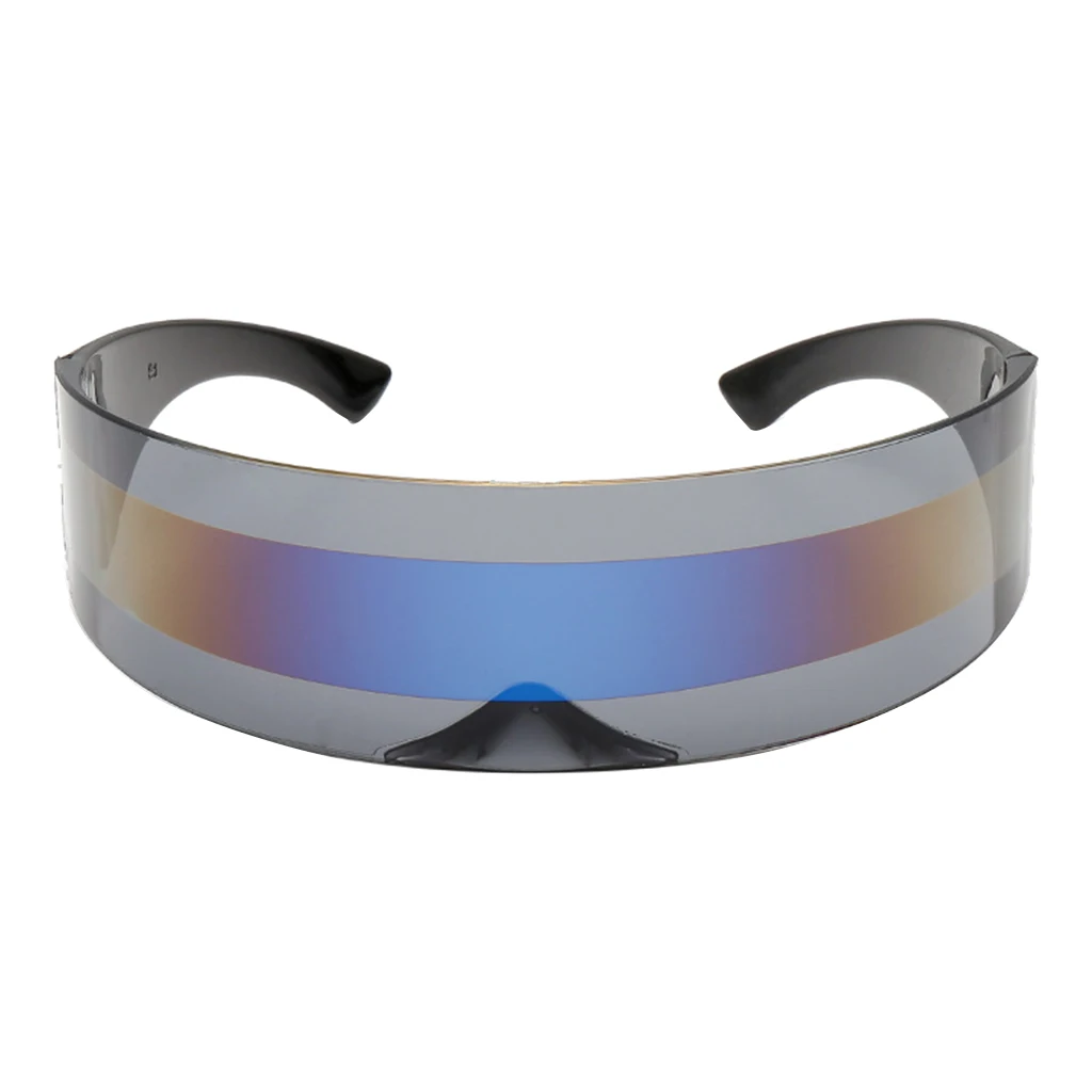 Futuristic Narrow Cyclops Sunglasses Robot Space Costume Glasses Futuristic Color Mirrored Lens Eyewear