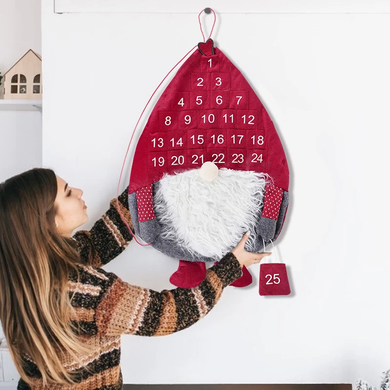 Merry Christmas Non Woven Faceless Doll Advent Calendar Home Christmas 
