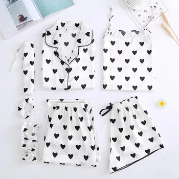 

Best Selling Pajamas Set For Women Fashion Lady Silk Lingerie Leisure Cute Cami Sleeveless Sleepwear Homewear pijama mujer W4