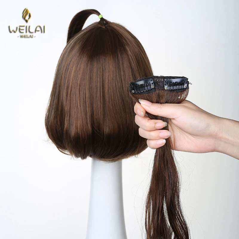 WEILAI 2 клипсы/1 шт черный золотой коричневый белый длинный кудрявый парик для