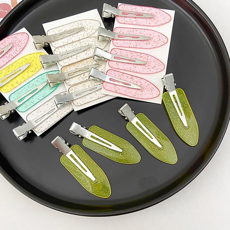 

4 PCS Non-marking Hairpin Non-marking Duckbill Hairpin Flashing Golden Bangs Clip Makeup Stereotyped Duckbill Clip