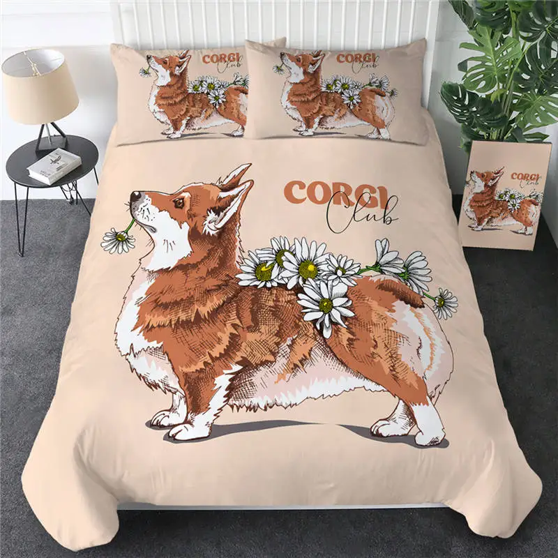 2 Постельные принадлежности Outlet Corgi, Комплект постельного белья для питомцев, собак, детей, пододеяльник, 3D мех, принт, коричнево-белое постельное белье, прекрасный щенок, покрывала, Прямая поставка - Цвет: 2