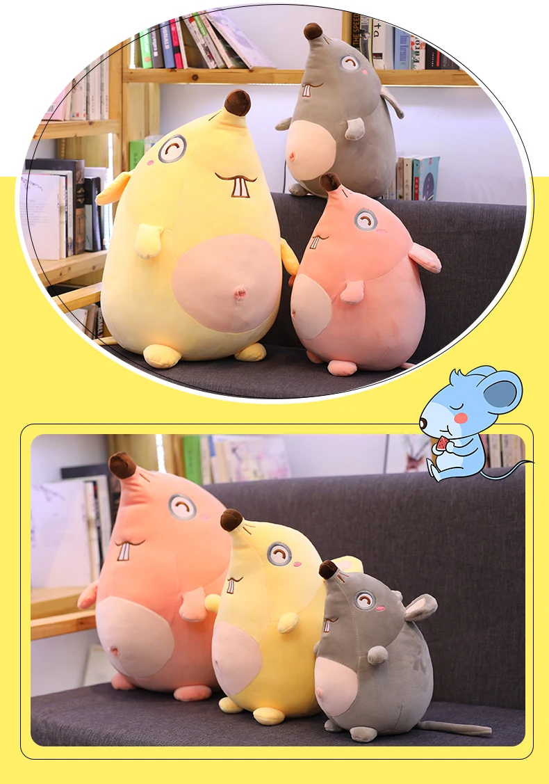 Kawaii, большие плюшевые игрушки в виде мыши, милые куклы, подушки для сна, мягкие куклы в виде крыс для мальчиков и девочек, 24 дюйма, 60 см, DY50727