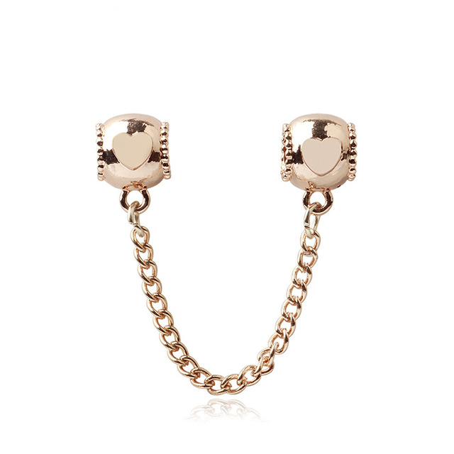 Silver Plated Pendant Safety Chain Stopper Bead Charms Jewelry Bracelet & Bangle for Women Gift