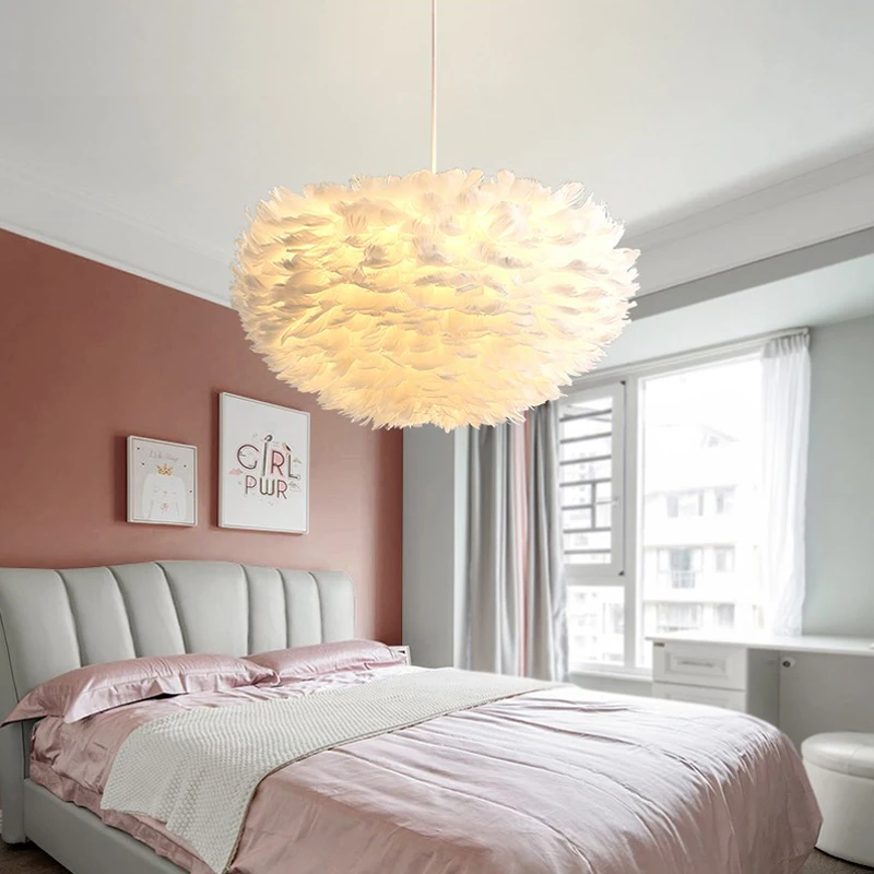 Lampadario di piume Nordic moderno soggiorno camera da letto lampada di piume calda sala da pranzo lampada negozio di abbigliamento caffetteria lampadario