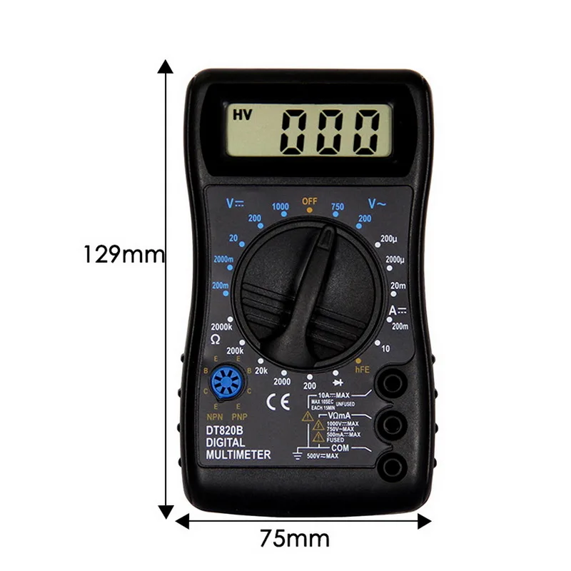 DT820B 1 шт. ЖК-цифровой портативный мультиметр AC DC Амперметр тестер сопротивления серии DT Высокоточный Ручной мультиметр - Цвет: DT820B