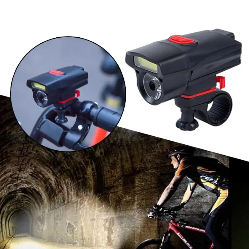 Bike Light Double Lamp Beads Handlebar Headlight Bicycle LED+COB Waterproof High Bright Night Cycling Flashlight