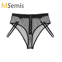 Женское белье для плавания, прозрачные трусики, нижнее белье со средней посадкой на молнии спереди, сексуальное нижнее белье, шорты с сеткой