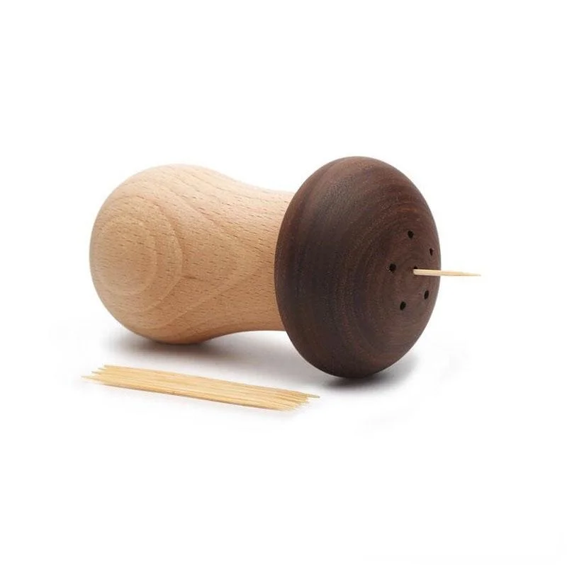 Simple Wooden Toothpick Holder Personalized Mushroom Toothpick Box