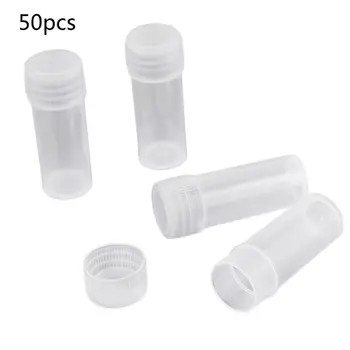 

50 Pcs 5ml Plastic Sample Bottle Small Barrel Test Tube Vials Storage Container K1KB
