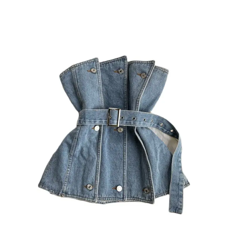 SINGREINY Women Retro Denim Blouse 
