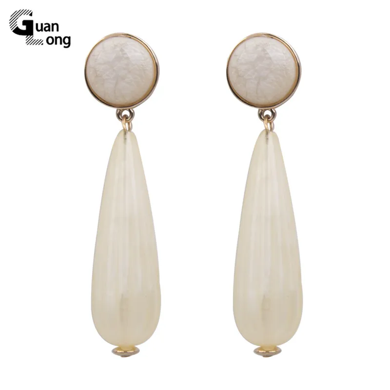 

GuanLong Fashion Geometric Long Pendant Drop Earrings for Women Resin Acrylic Dangle Earring Multi-color Boho Statement Jewelry