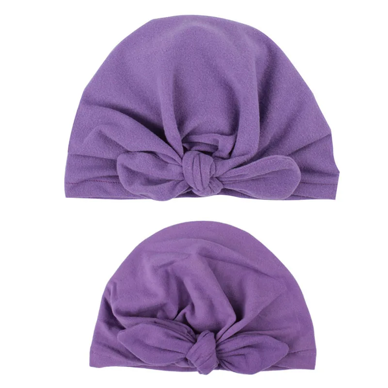 purple Лучшие продажи шапочка для новорожденного, для малыша Шапки лук Индия шапка зимняя обувь на теплом меху Кепки детская чалма Кепки для девочек Эластичные аксессуары для новорожденных и малышей сомбреро - Цвет: purple