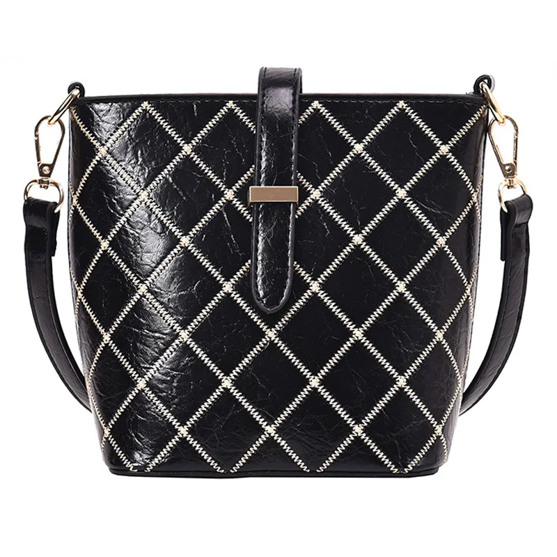

Retro Small Bag Female 2019 New Wave Korean Messenger Bag Lingge Shoulder Bag Fashion Bucket Bag cc