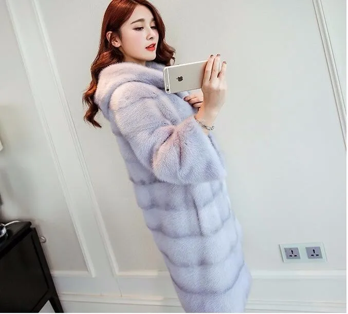 Manteau femme hiver Высококачественная Женская норковая шуба с капюшоном pelliccia donna Furry женская зимняя парка верхняя одежда больших размеров